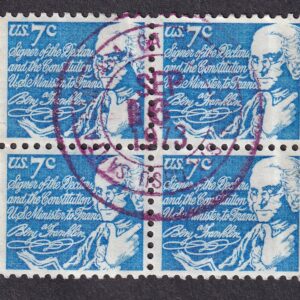 Scott #1393D Benjamin Franklin Block of 4 Stamps - used - nice cancel (1973 CA)
