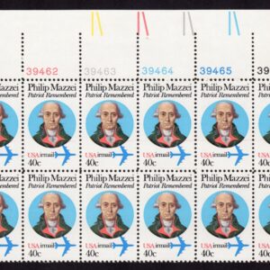 Scott #c98A Philip Mazzei Air mail Plate Block of 12 Stamps - MNH UL