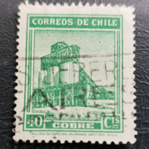 Stamp Latin America Chile 1939 Copper Mine A82 #203 light green
