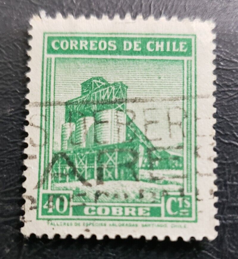 Stamp Latin America Chile 1939 Copper Mine A82 #203 light green