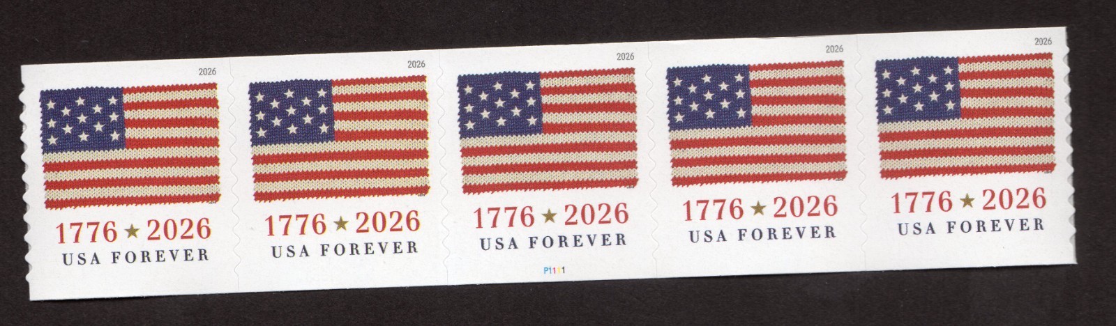 Scott #6108 1776 Flag Plate # Coil Strip of (5) Stamps - MNH APU P#P11111 (APU)