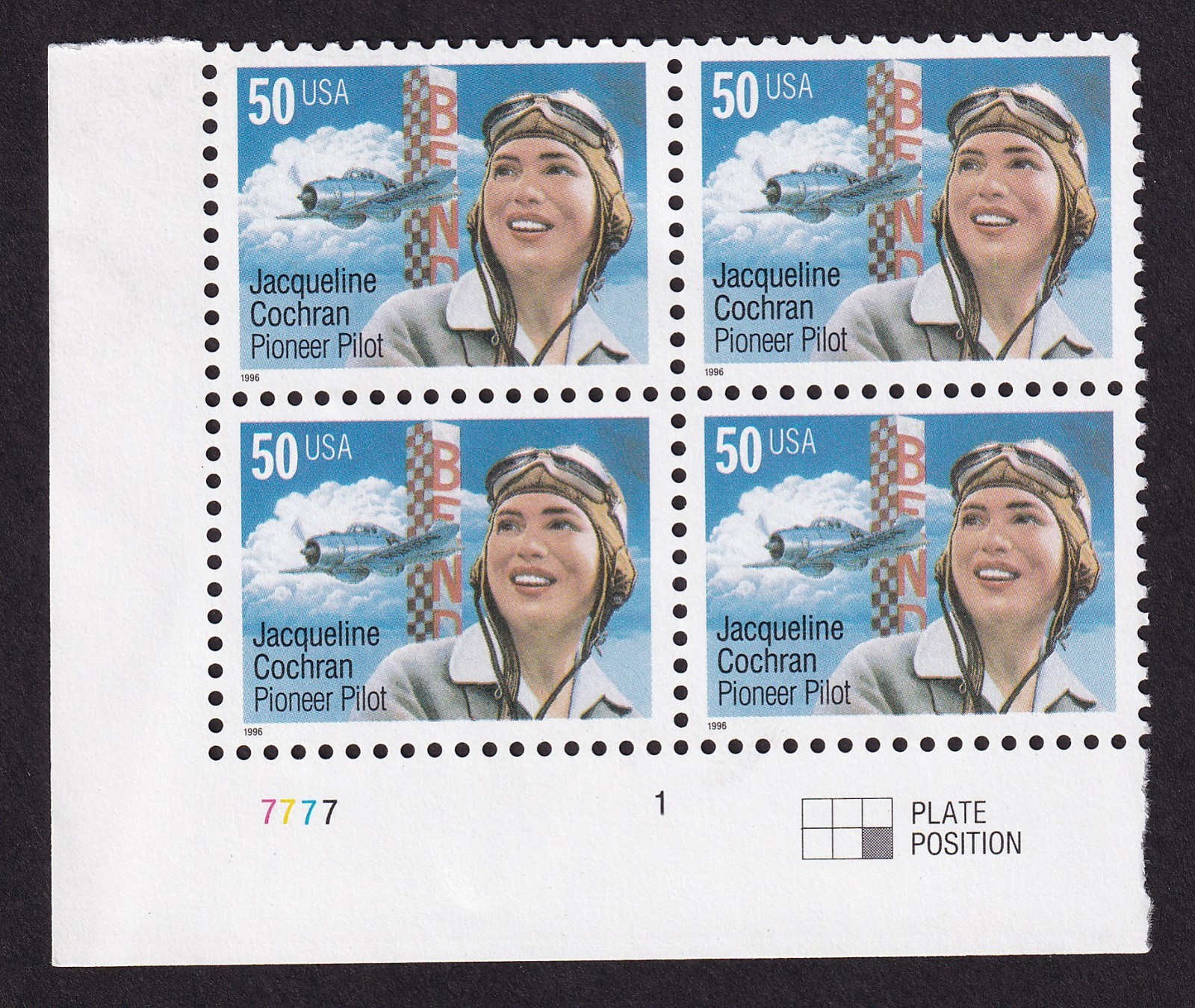 Scott #3066 Jacqueline Cochran Plate Block of 4 Stamps- MNH P#7777-1 LL
