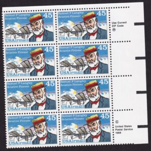Scott #c118 Samuel P. Langley Zip Block of 8 Stamps - MNH