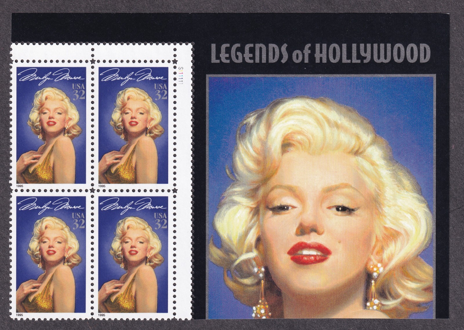 Scott #2967 Marilyn Monroe Title Plate Block of 4 Stamps - MNH UR