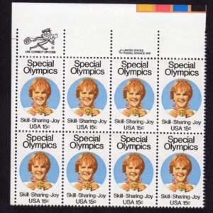 Scott #1788 Special Olympics Zip Block of 8 Stamps - MNH PC#2