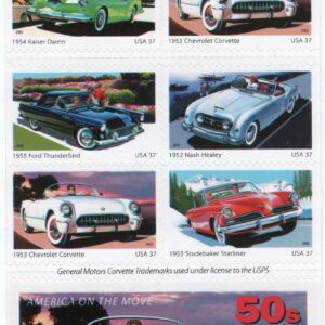 Scott #3935b (3931-35) 50s SPORTY CARS Booklet of 20 Stamps - MNH