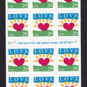 Scott #2813a Love Heart Sun Booklet of 18 Stamps MNH P#B221-5