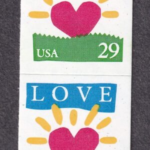 Scott #2813 Love Sun Heart Booklet Vertical Pair of Stamps - MNH
