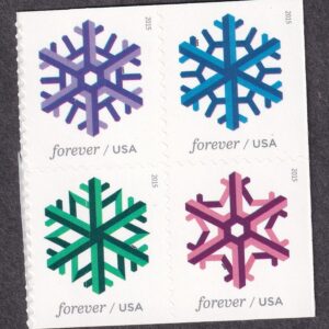 Scott #5034a (5031) Geometric Snowflakes Block of 4 Forever Stamps - MNH