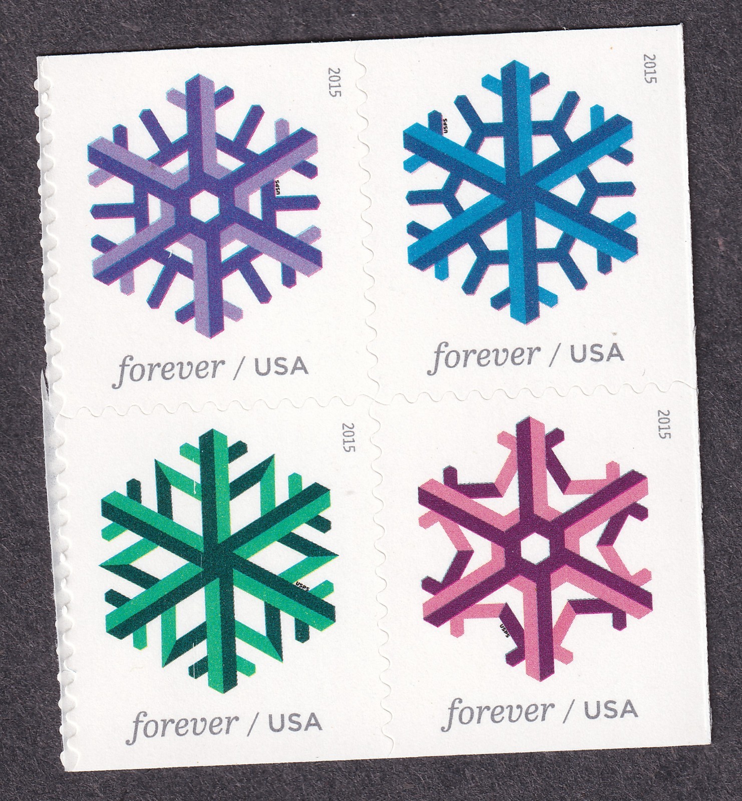 Scott #5034a (5031) Geometric Snowflakes Block of 4 Forever Stamps - MNH