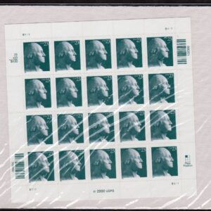 Scott #3468A George Washington Full Sheet of 20 Stamps - Sealed