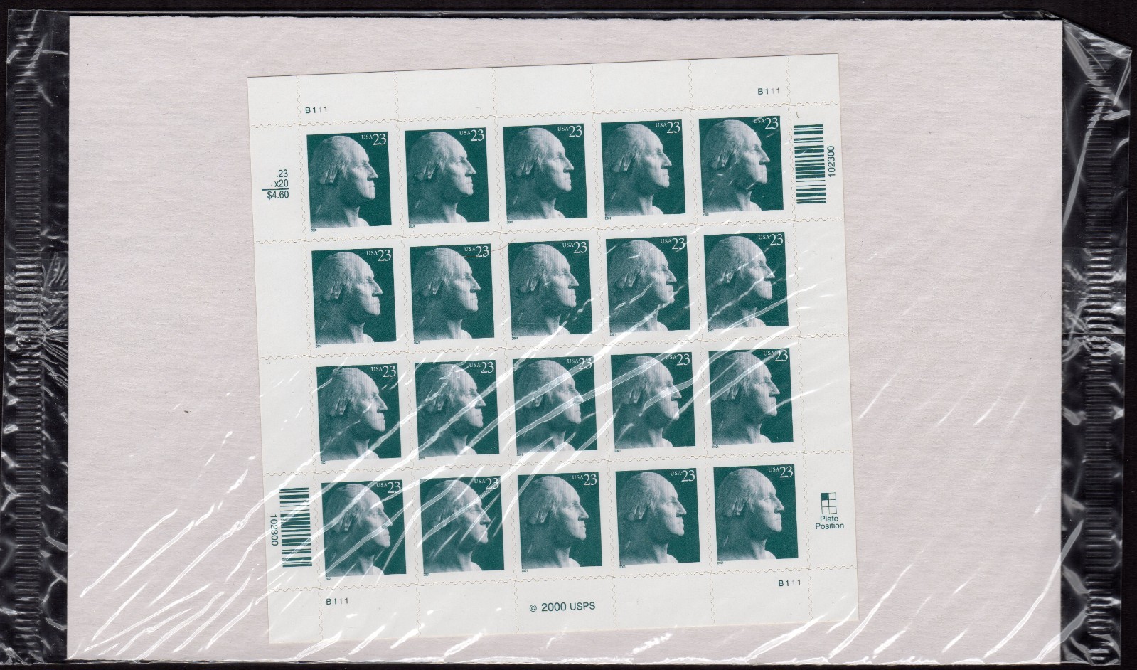 Scott #3468A George Washington Full Sheet of 20 Stamps - Sealed