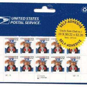 Scott #3259 Uncle Sam Plate Block of 10 Stamps - Sealed Bottom