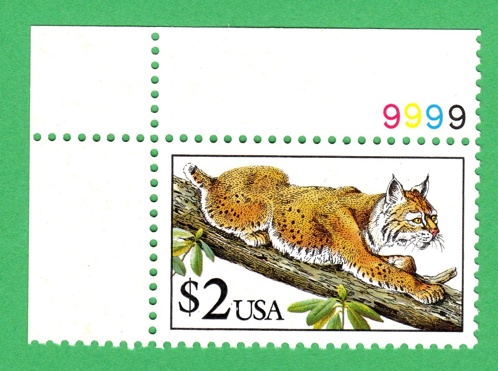 Scott #2482 Bobcat Plate # Single Stamp - MNH P#9999 UL XF