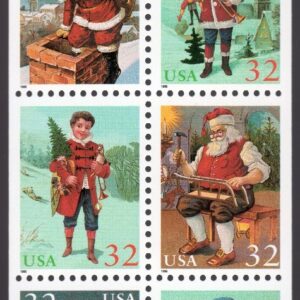 Scott #3007c Santa & Boy with Tree Booklet Pane Of 10 Stamps w/Tab & P# - MNH