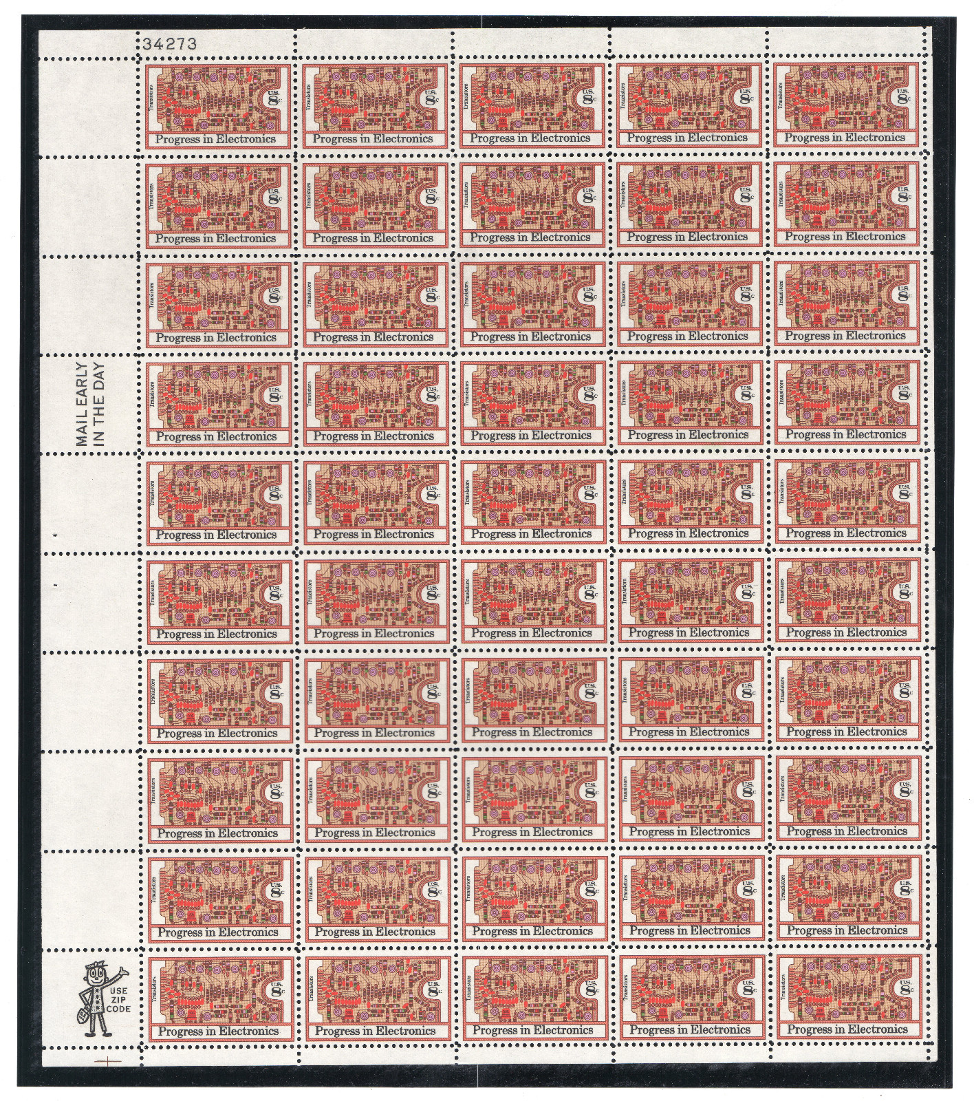 Scott #1500 Progress in Electronics(Coil) Sheet of 50 Stamps - MNH