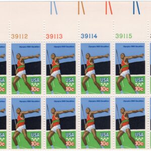 Scott #1790 Summer Olympics Javelin Thrower Plate Block of 12 Stamps - MNH