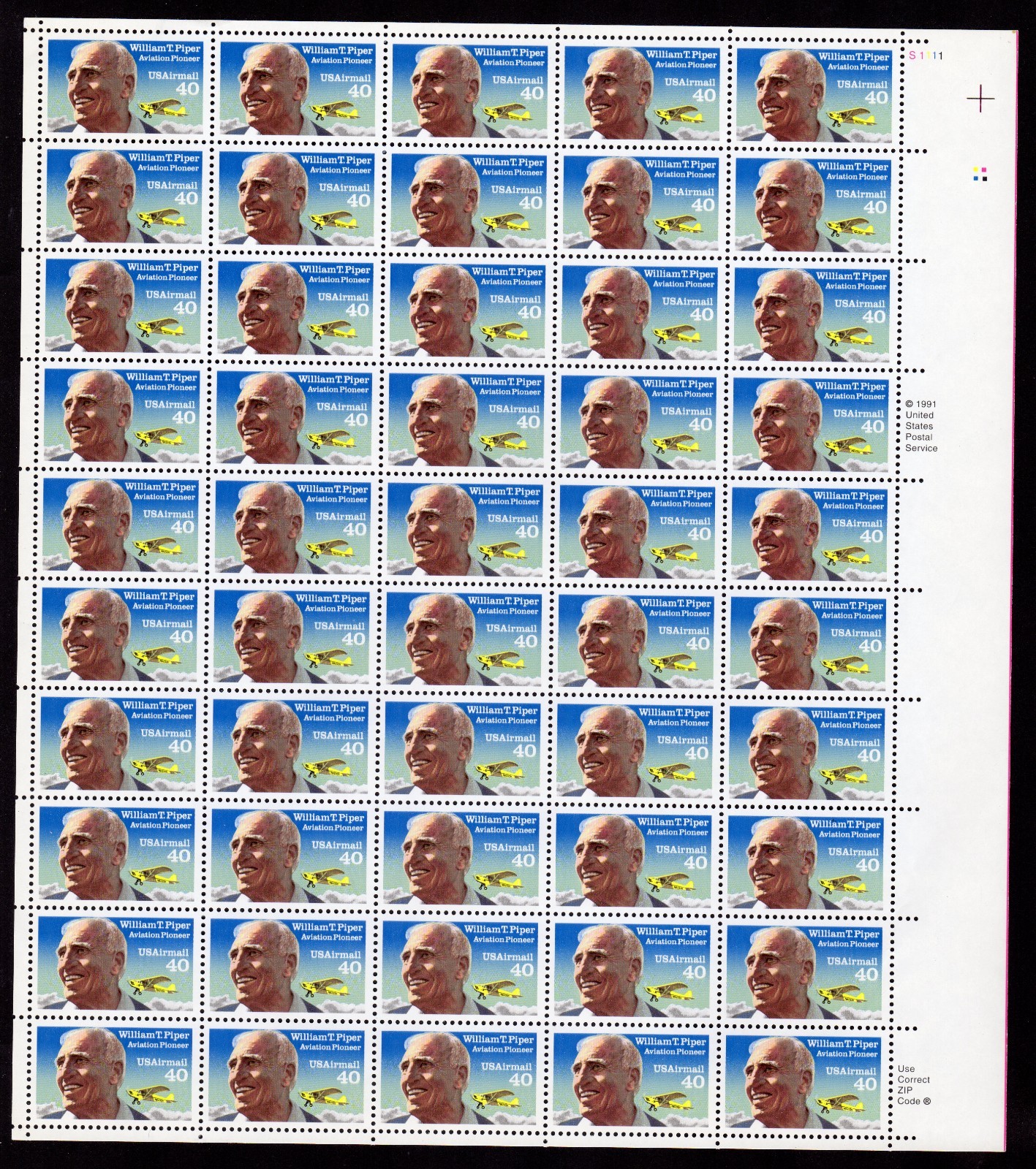 Scott #C132 William T. Piper Sheet of 50 Stamps - MNH UR