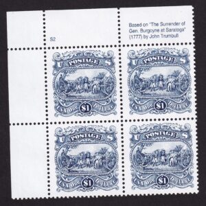 Scott #2590 Saratoga Reprint Top Plate Block of 4 Stamps - MNH P#S2 UL #2
