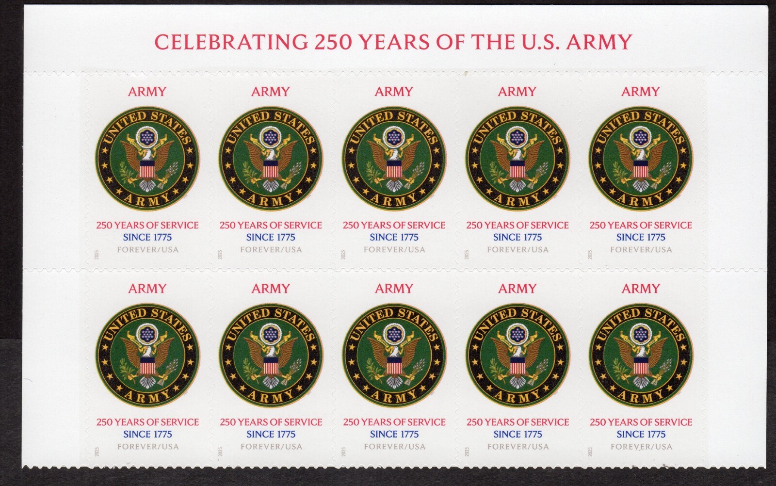 Scott #6010a US Army 250th Anniversary 40 Forever Stamps - MNH