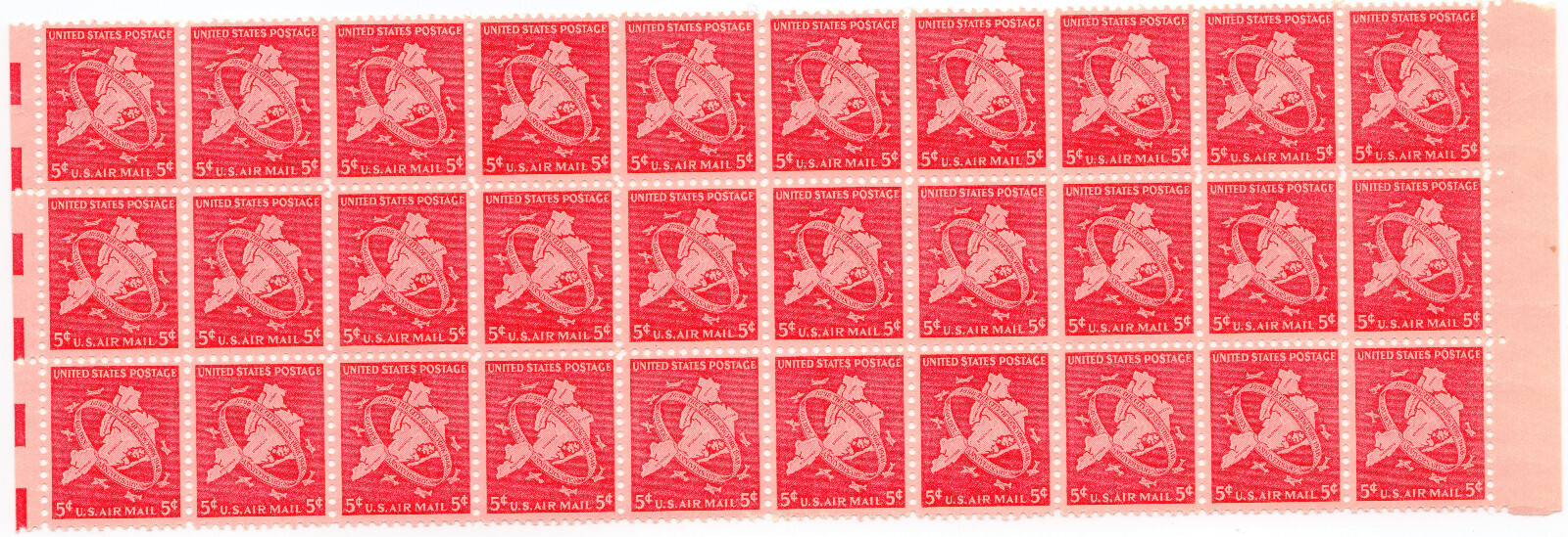 Scott #c38 Map of 5 Buroughs Airmail Block of 30 Stamps - MNH