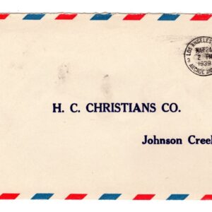 Scott #UC3 Airmail Stamped Entire Envelope "Airmail Saves Time" 1939 Postmark