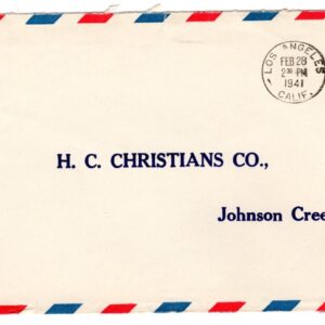 Scott #UC3 Airmail Stamped Entire Envelope 1941 Postmark