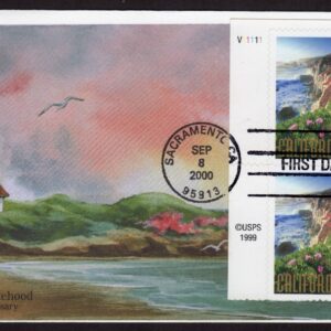 Scott #3438 California (Lighthouse Cachet Edkin) FDC 09/08/2000 Plate Block of 4