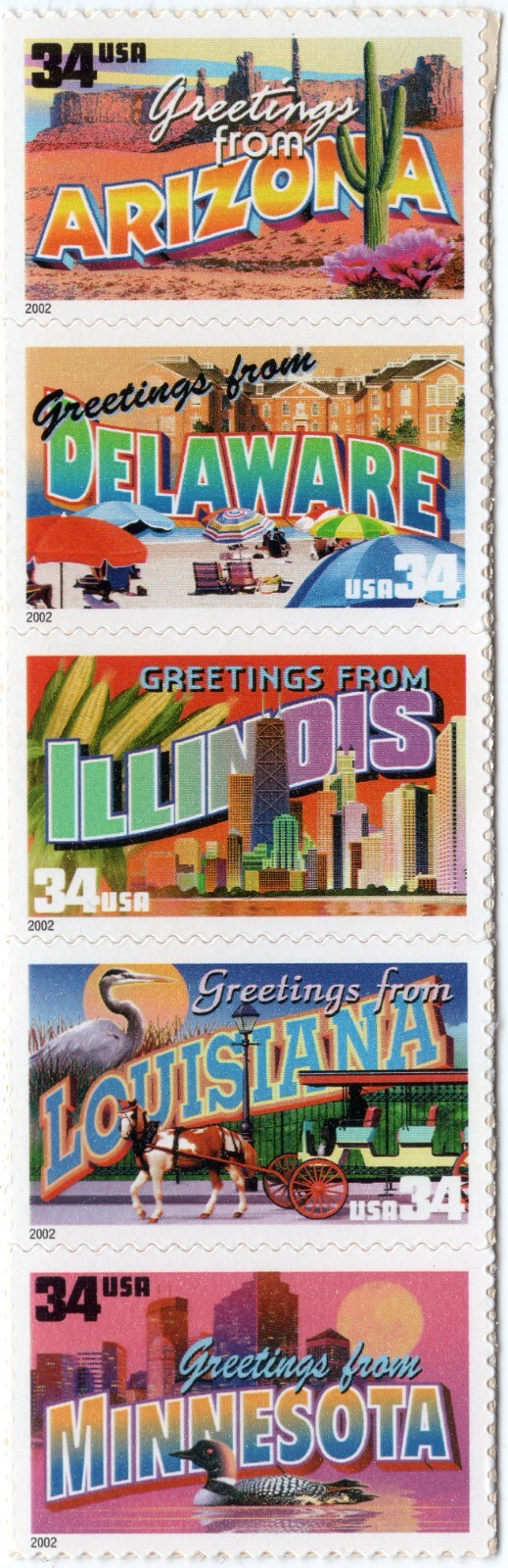 SCOTT #3561-3610 Greetings America Block of 10 Stamps - MNH