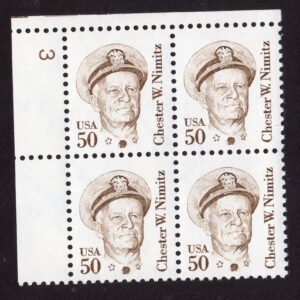 Scott #1869e Chester W. Nimitz Plate Block of 4 Stamps - MNH P#3 UL