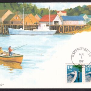 Scott #2529 Fishing Boat Pair Whitcomb Maximum Postal Card 08/08/91 FDC