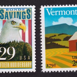 Scott #2533-2534 Vermont & US SAVINGS BONDS 29c Single Stamps - MNH