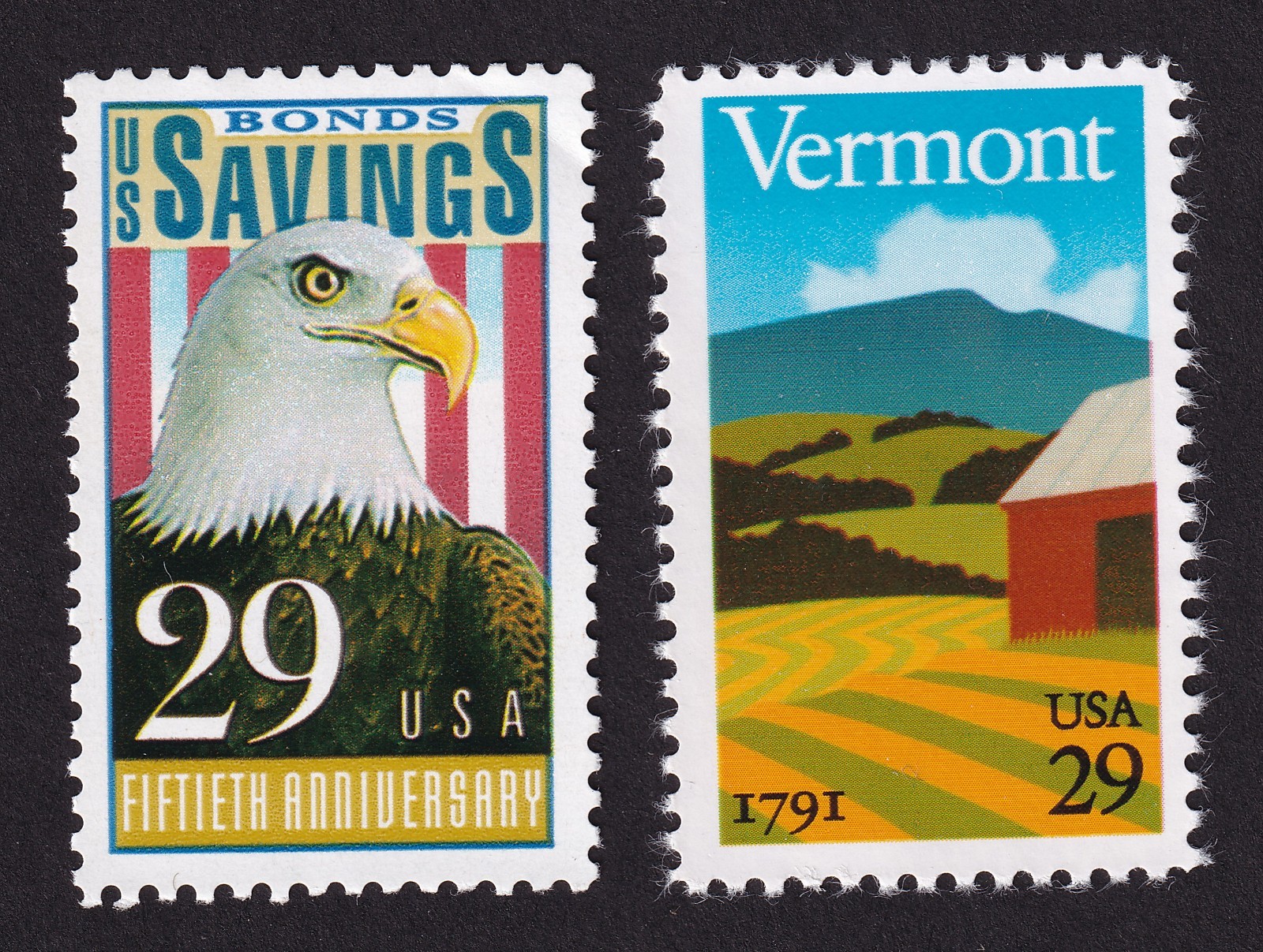 Scott #2533-2534 Vermont & US SAVINGS BONDS 29c Single Stamps - MNH