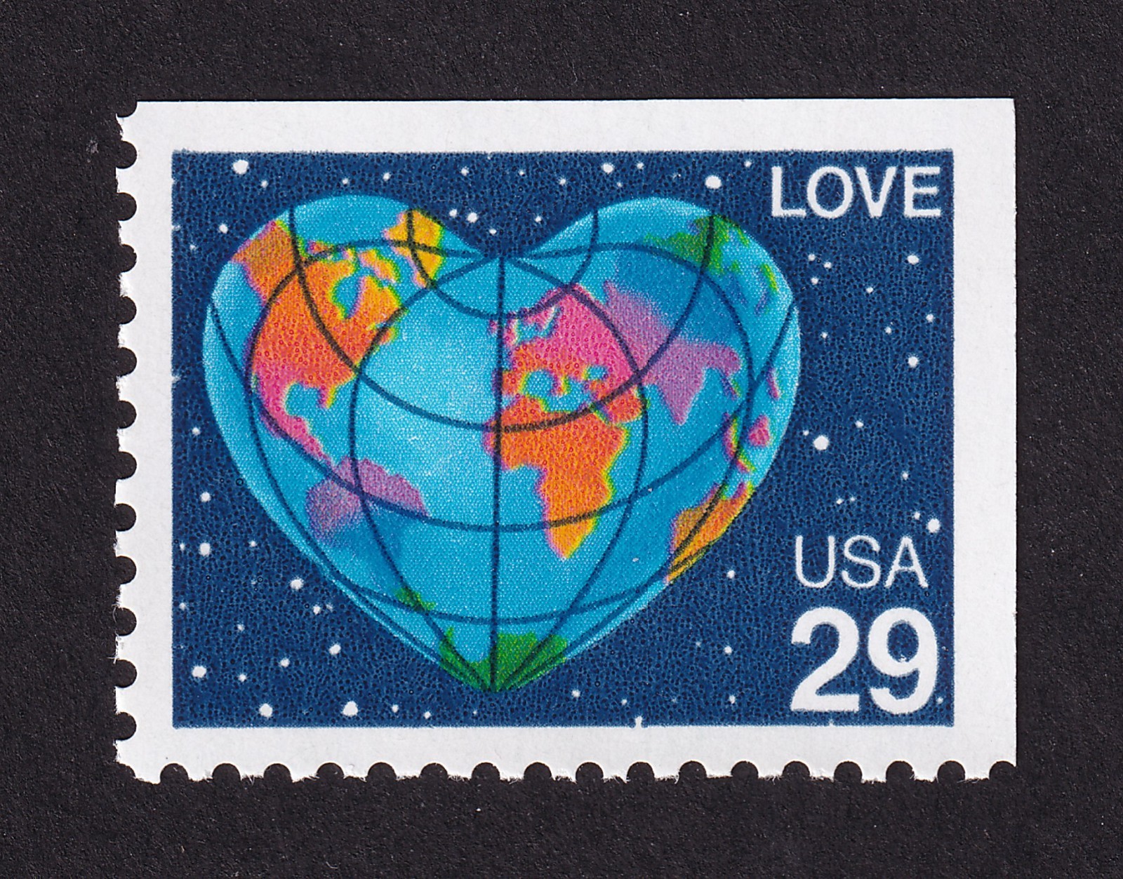 Scott #2536 Love Map Heart Booklet Single Stamp - MNH