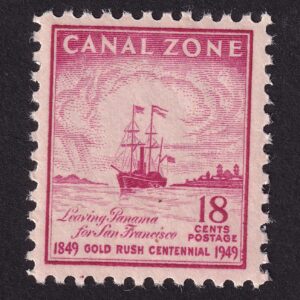 Scott #145 Canal Zone 18c Panama to San Francisco Gold Rush Single Stamp - MNH