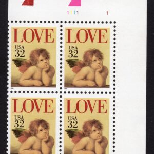 Scott #2957 Cherub Love Plate Block of 4 Stamps - MNH UR