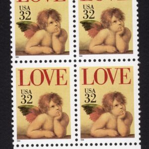 Scott #2957 Cherub Love Block of 4 Stamps - MNH w/Price Selvage