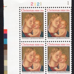 Scott #2578 Madonna (Mary, Antoniazzo) Plate Block of 4 Stamps - MNH P#2121-1 UL