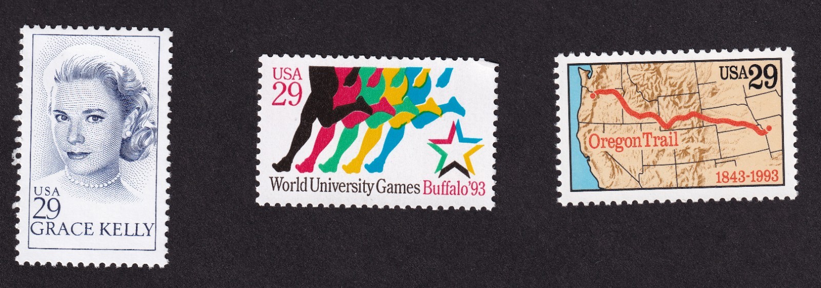 Scott #2747-2748-2749 Oregon Trail World Games Grace Kelly Single Stamps - MNH