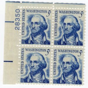 Scott #1283a George Washington Plate Block of 4 Stamps - MNH P#28350 UL
