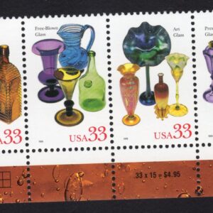 Scott #3328a (3325-28) American Glass Strip of 4 Stamps - MNH Bottom w/selvage
