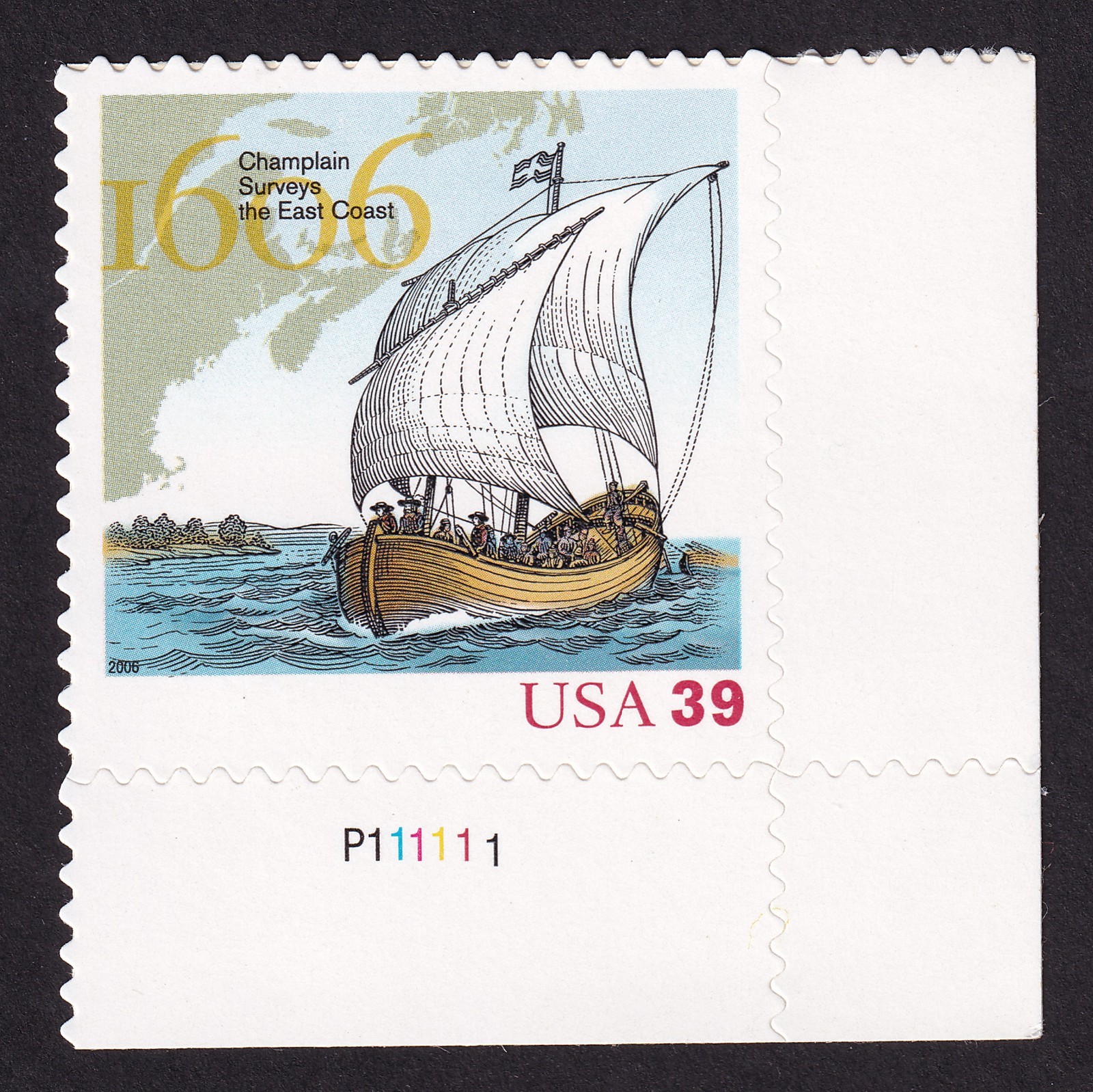 Scott #4073 Samuel de Champlain (French Explorer) Plate # Single Stamp - MNH LR