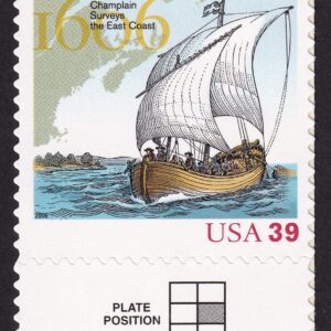 Scott #4073 Samuel de Champlain (French Explorer) Single Stamp - MNH w/Plate Pos