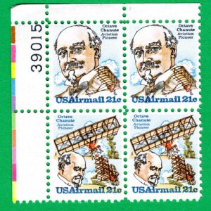 Scott #c94a (c93) Octave Chanute Airmail Plate Block of 4 Stamps MNH P#39015 UL