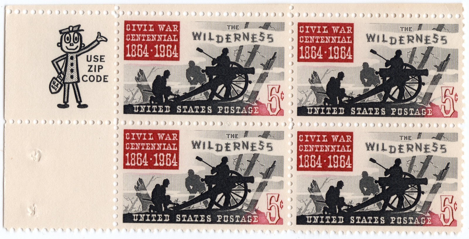 Scott #1181 Wilderness (Civil War 1864, Virginia) 5¢ Zip Block of 4 Stamps - MNH