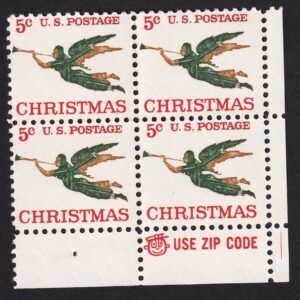 Scott #1276 Angel with Trumpet Zip Block of 4 Stamps - MNH LR