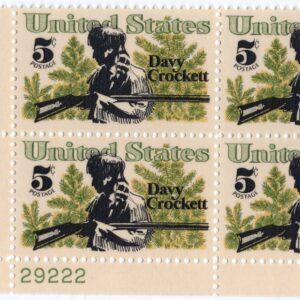 Scott #1330 Davy Crockett (Alamo) 5¢ Plate Block of 4 Stamps - MNH