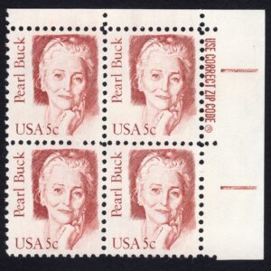 Scott #1848 Pearl Buck Zip Block Of 4 Stamps - MNH