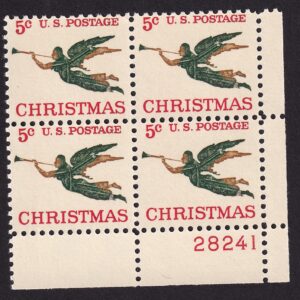 Scott #1276a Angel with Trumpet Plate Block of 4 Stamps - MNH LR