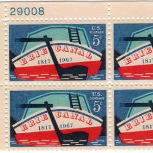 Scott #1325 Erie Canal 5¢ Plate Block of 4 Stamps - MNH
